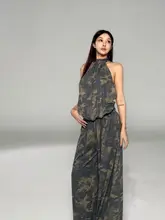 水洗迷彩ワイドパンツ【夏用・薄手・トレンド】（セットアップ対応）