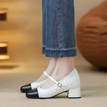 真皮の小柄向け内増高バレエ風マリージェーンパンプス【春季向け・ダイヤモンドパターン】