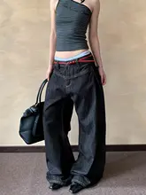 アメリカンヴィンテージ風 バタフライカットデニムパンツ【ユニセックス・ウォッシュ加工・フィット・スリム効果】