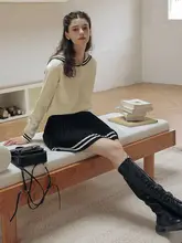 ISISLOVE セーラー襟ニットカーディガンセット【 秋冬・学院風・編み込みスカート付き】
