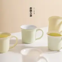 陶器製 ハンドル付き耐熱茶杯【シンプルデザイン・個人用・厚手】