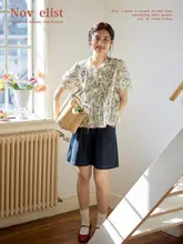Nov elist 花柄シャツ【夏用・フリルデザイン・リボン結び・女性用】