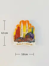 マレーシアのツインタワー樹脂製マグネット【立体デザイン・アイスランド風彫刻・旅行記念品】