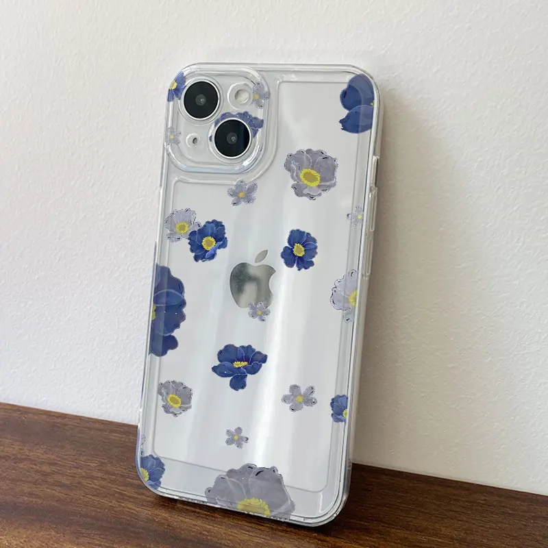 小花柄シリコンスマホケース：カード入れ付きで通勤シーンに最適な防撃設計