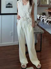 ネイビーのクラシックストライプワイドパンツ【極上の柔らかさ・感】