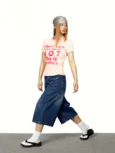 グラデーションウォッシュデニムブルー ワイドレッグクロップドパンツ【夏用・フィット・ストレート】（セットアップ対応）
