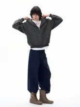 アメリカンレトロデザインの感あふれるパンツ【男女兼用・花柄・ダブルウエスト仕様】（セットアップ対応）