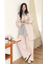 シャツ ストレートパンツ セットアップ レディース ミニマル 酵素ウォッシュ 立体感 ゆったり きれいめ 秋冬