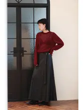 極上の柔らかさのウール混ニットトップス【ドロップショルダー・透かし編み・春用】（セットアップ対応）