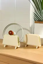 厚手の鍋ふたスタンド【キッチン・カウンタートップ用・クリーム風】