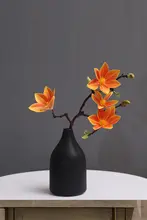 モダンシンプルな陶器製花瓶セット【フェイクユリの花・インテリア装飾用】