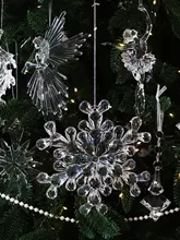 クリスタル感アクリル製の立体的な大雪片バレリーナクリスマスツリー装飾用オーナメント