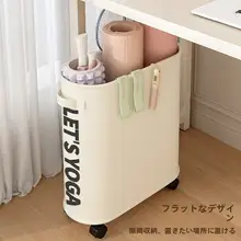 便利な収納ラック【キャスター付き・ヨガマット収納・フィットネス用具・フォームローラー】