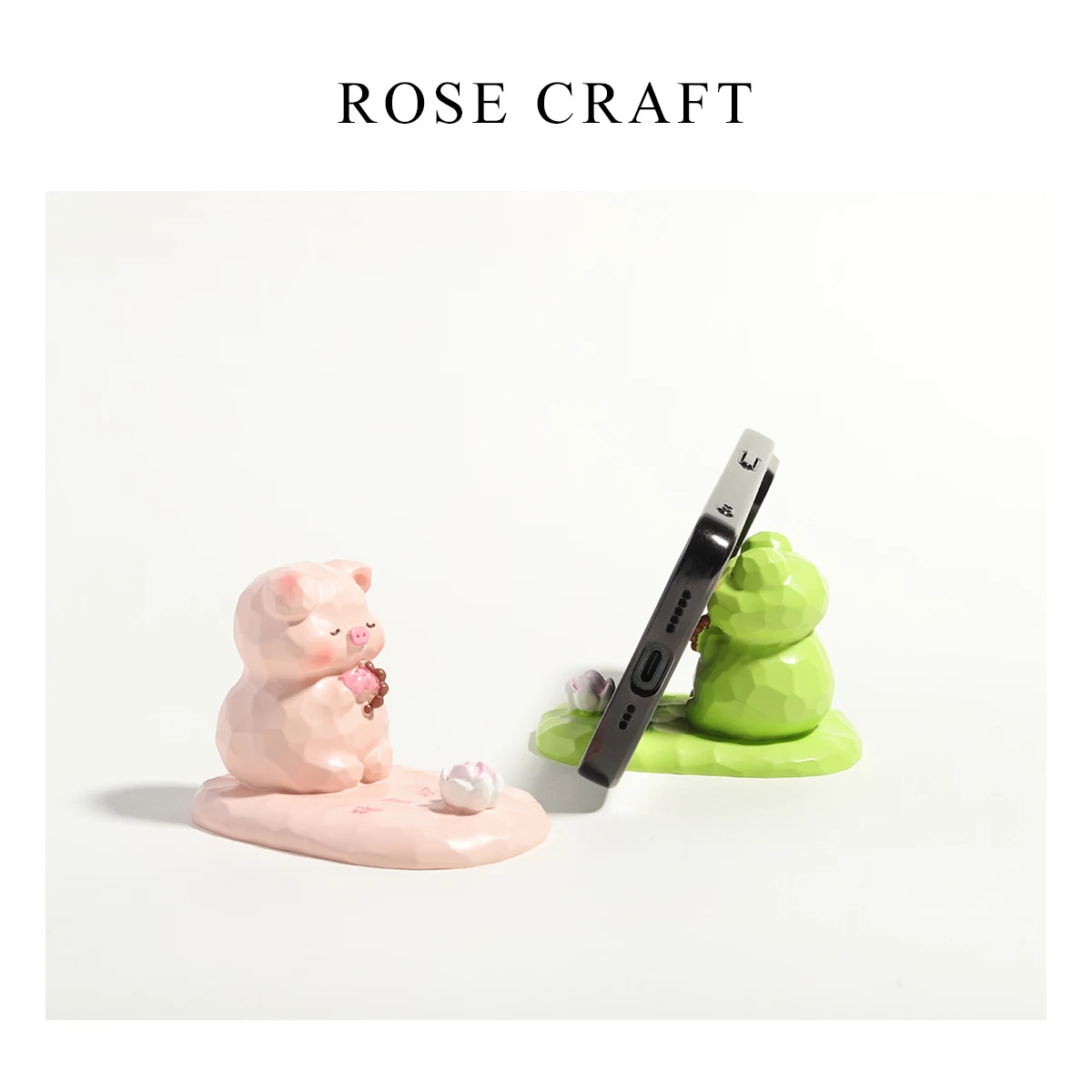 ROSE CRAFT モバイルスタンド 可愛いデスクトップ装飾：感情の安定と幸運を呼び込むオフィス小物