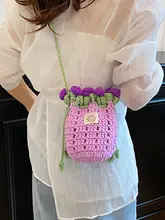 編み込みバッグ レディース ミ ニバケットバッグ ローズモチーフ 夏 リゾート