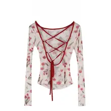 レディース アメリカンスタイル 露背長袖Tシャツ【秋用・フィット＆セクシー・不規則デザイン】