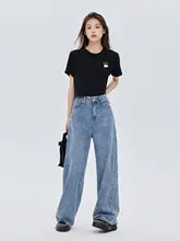 シンプル無地 ラウンドネック cropped Tシャツ【ブラック・コットン・短袖】