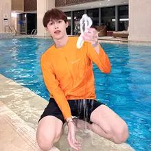 長袖ジッパーウエットスーツ 男性用ダイビングサーフィン服【水母浮潜・速乾・防晒】（セットアップ対応）