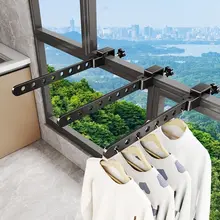 窓に取り付ける衣類ハンガー【クリンチ式・ベランダ・寮用】