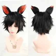 コスプレ用ウィッグ【黒色・反翘・耳付き・新干員デザイン】