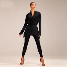 ラテンダンススカート【ゆったりフィット・スリットデザイン・長袖練習用】（セットアップ対応）