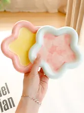 陶製ペットボウル【花柄・くまデザイン・ドッグフード用・小型】