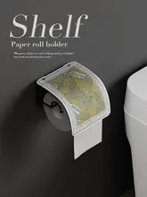 おしゃれな手描き花鳥デザインのトイレットペーパーホルダー【穴あけ不要・壁掛け式】