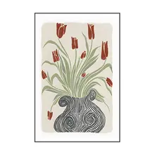 北欧風 植物花モチーフ 壁掛けアート【シンプルデザイン・縦型】