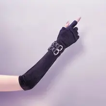 ロリータ風 パンクゴスロリ 半指ロンググローブ【女性用・パフォーマンス用・クール】