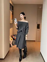 グレーのプリーツウールスカート【高腰・冬用・バリエーション豊か】（セットアップ対応）