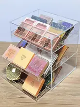 アクリル製引き出し付きメイクボックス【アイシャドウパレット・化粧品収納・ドレッサー用】