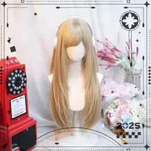 ロリータ風 フルウィッグ【斜めバング  ・自然なストレート・コスプレ用】