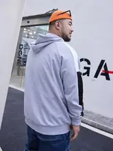 バイカラーのフード付きトレーナー【ゆったりデザイン・メンズ・運動用】（セットアップ対応）