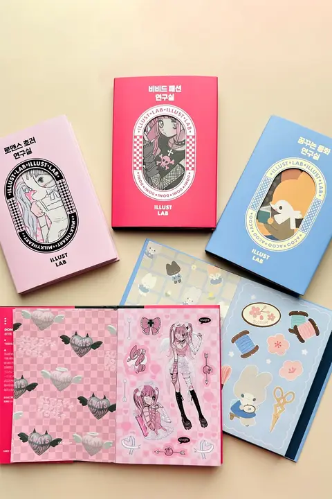 おしゃれな少女イラストのステッカー集【DIY装飾用・インスタ風・手帳用】（セットアップ対応）