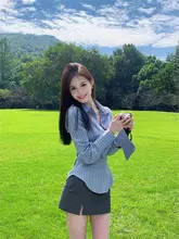 美式スタイルのウエストフィット長袖シャツ【春秋用・独特で魅力的】