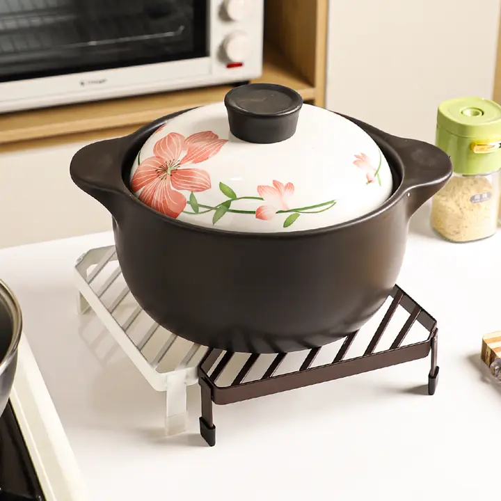 多機能キッチン鍋スタンド【金属製・角型・熱衝撃防止・収納】