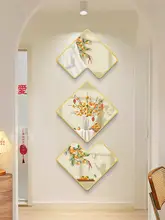 新中式入れ口の玄関装飾画【クリーム風・階段・廊下用】