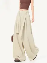 ワイドパンツ レディース 接触冷感 アプリコット ハイウエスト 薄手 ストレート 秋「CHOCOOLATE」