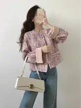 フレンチスタイルのショートツイードジャケット【柔らかなピンク・春秋用】