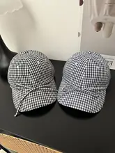 チェック柄リボン付きキャップ【夏用・紫外線対策・小顔効果】