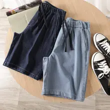 夏用 メンズカジュアルデニムハーフパンツ【無地・ワイドストレート】