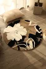 丸型 ラグ チェアクッション ベロア 厚手 汚れにくい リビング 寝室 ソファ ドレッサー ナチュラル 上品