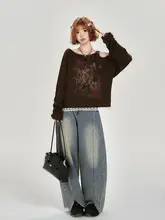 アメリカンビンテージ風オフショルダーロングスリーブTシャツ【ゆったりカジュアル・春秋用】