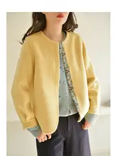 シンプルなリバーシブルウールコート【秋冬用・ラウンドネック・女性用】