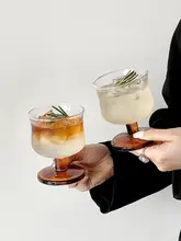 ヴィンテージ風の低脚ガラスカップ【アメリカンコーヒー・ドリンク対応・フルーツジュース用】