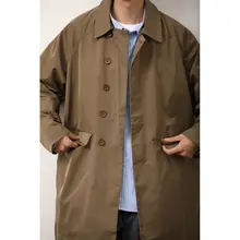 LH store メンズカジュアルトレンチコート【無地・春秋用・ゆったりフィット・中長丈】