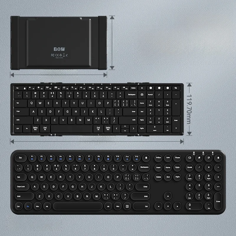 B．O．W フルサイズ折りたたみ式Bluetoothキーボードとマウスセット：リモートワーク向けの静音・薄型オフィスガジェット