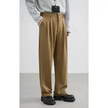 高級感のあるフィットのウール混合ワイドパンツ【春用・メンズ・スーツスタイル対応】