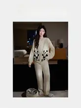 極上の柔らかさのパンダデザインフリースパジャマ【秋冬用・外出可能】