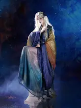 紫色の漢服 大袖シャツ【魏晋風・グラデーションデザイン・夏用】（セットアップ対応）